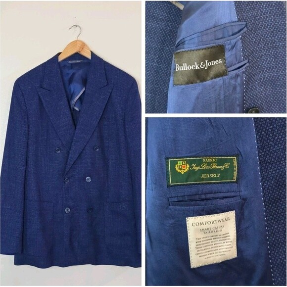 Bullock & Jones Loro Piana Blazer 42R Blue DB Wool Silk Linen Sport Coat Jacket